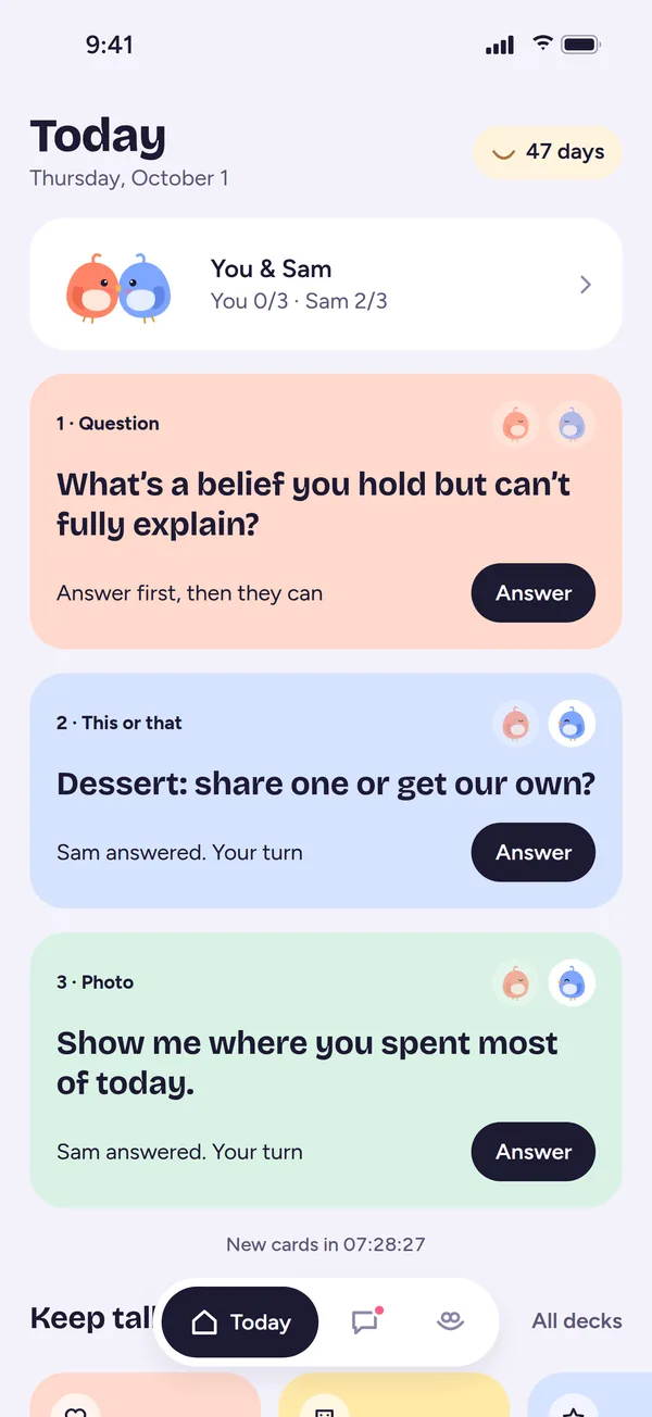 Today's three questions, with who has answered